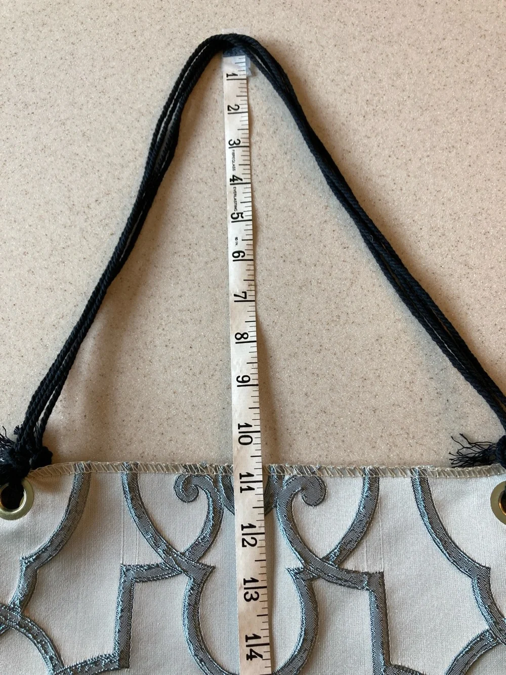 Hand Crafted Cream Silver Gray Embroidered Tote